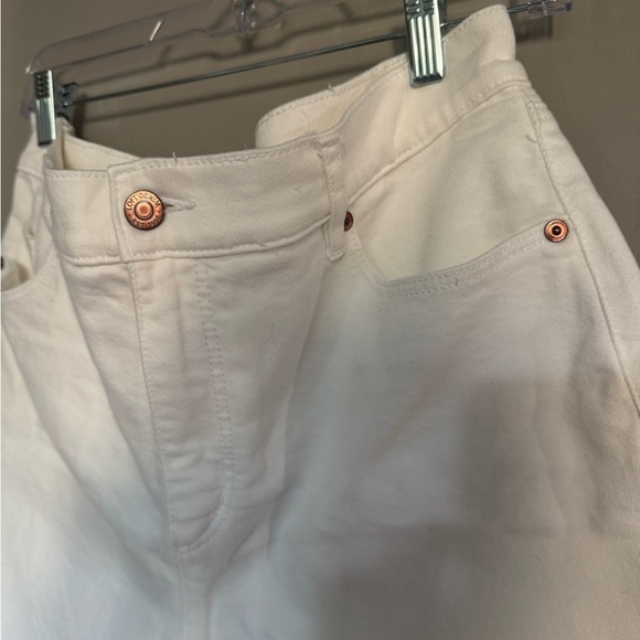 LOFT White High Waist Shorts with Distressed Hem - Picture 3 of 7